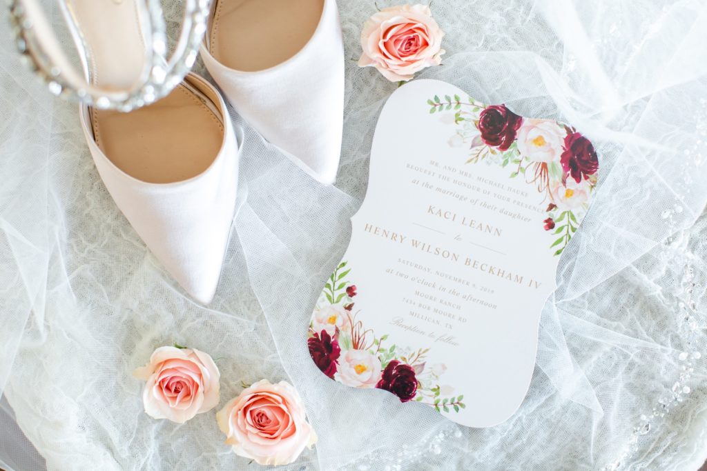 Classy shoes and wedding invitations.